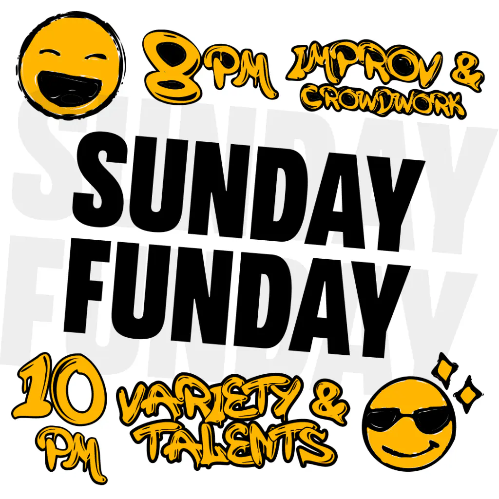New Material Night poster: Sundays at 8 PM at Backroom Comedy Club